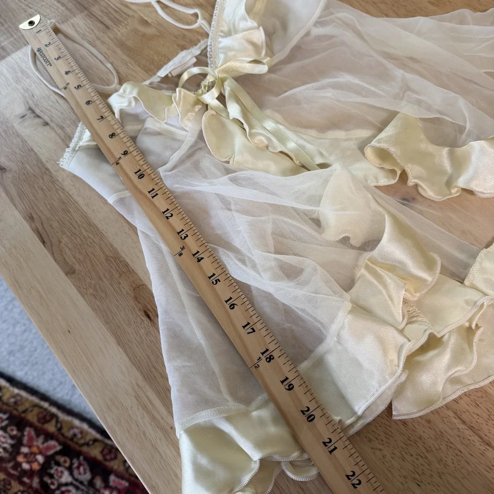 Vintage Inner‎ Most Babydoll Tank Top Size XS Chemise Sheer Ruffle Lingerie